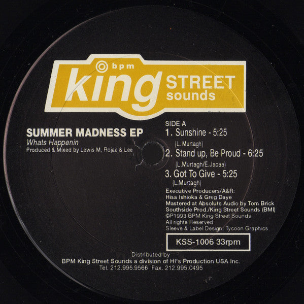 Whats Happenin* : Summer Madness EP (12", EP)