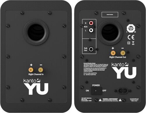 Kanto YU Bluetooth Wireless 140 Watt Powered Bookshelf Speakers - Pair (Black)
