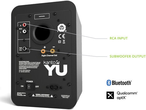 Kanto YU Bluetooth Wireless 140 Watt Powered Bookshelf Speakers - Pair (Black)