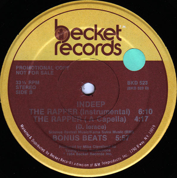 Indeep : The Rapper (12", Single, Promo)