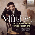 the album cover for Muthel / Clemente / Benedetti - Duets & Sonatas For Harpsichord (3pk)