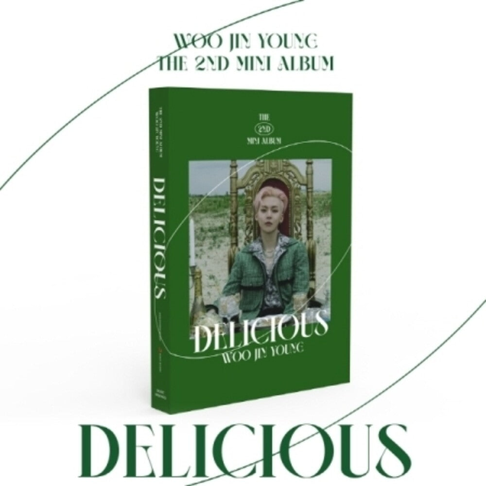 the album cover for Woo Jin Young - Delicious - incl. Lyrics Paper, Message Card, Postcard, Photo Card, Polaroid, Handwritten Sticker + Folded Poster