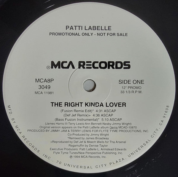 Patti LaBelle : The Right Kinda Lover (12", Single, Promo)