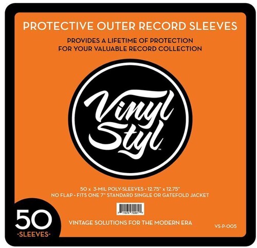 Vinyl Styl 12 Inch Vinyl Record Outer Sleeve Polyethylene - 50 Count (Clear)