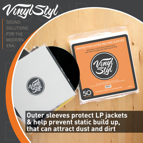 Vinyl Styl 12 Inch Vinyl Record Outer Sleeve Polyethylene - 50 Count (Clear)