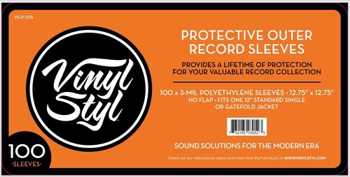 Vinyl Styl 12 Inch Outer Record Sleeves - Open Top - 100 Count - (Clear)