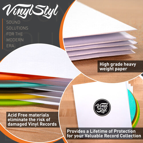 Fundas interiores para discos Vinyl Styl® de 12 pulgadas - Esquinas cuadradas - 50 unidades (blancas)