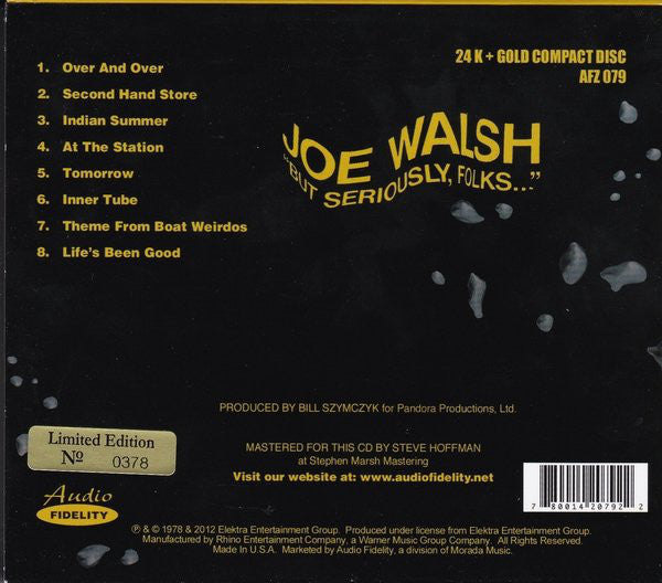 Joe Walsh : "But Seriously, Folks..." (CD, Album, Ltd, Num, RE, RM, 24K)