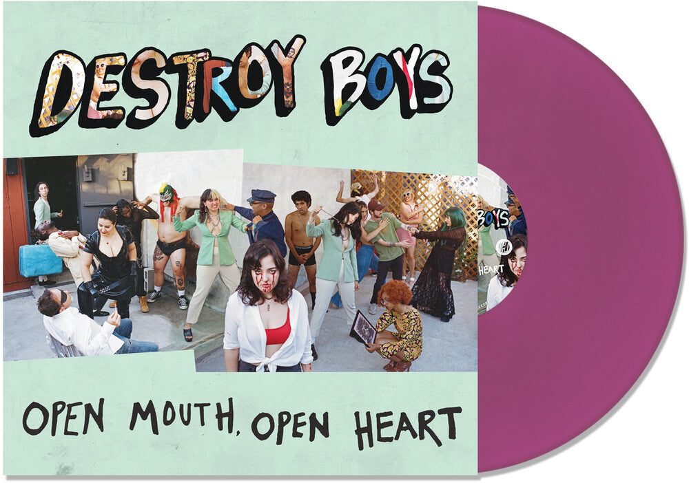 the album cover for Destroy Boys - Open Mouth Open Heart - Purple [Colored Vinyl] (Purp)