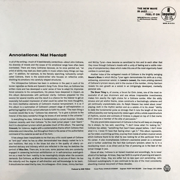 The John Coltrane Quartet : Crescent (2x12", Album, Ltd, Num, RE, 180)