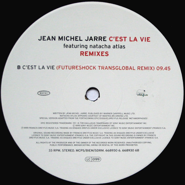 Jean-Michel Jarre Featuring Natacha Atlas : C'est La Vie (Remixes) (12", Single)