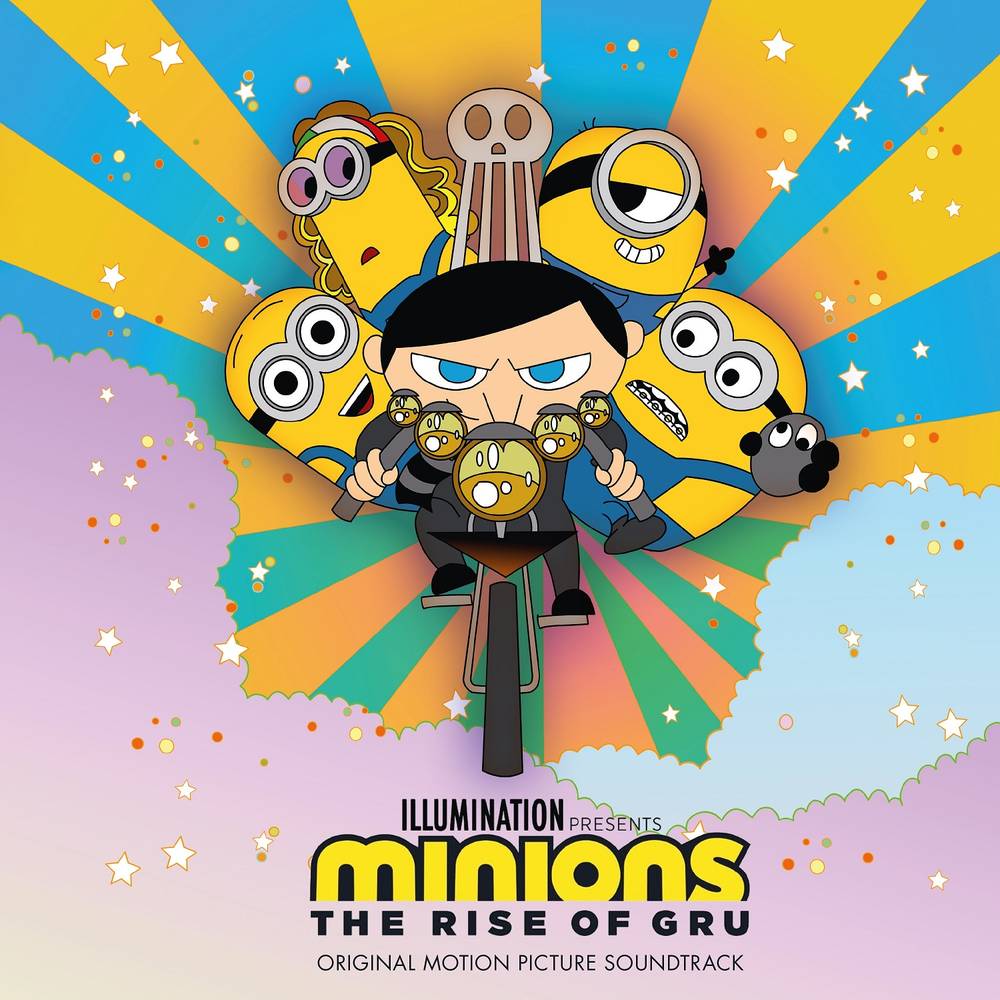 the album cover for Various Artists - Minions: The Rise Of Gru [Indie Exclusive Limited Edition Gru Blue 2 LP]