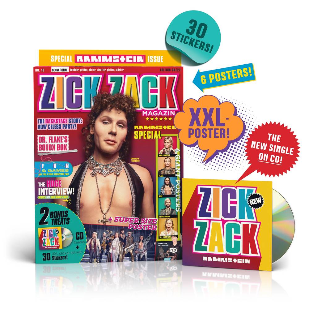 the album cover for Rammstein - Zick Zack [CD Single w/ Magazine]