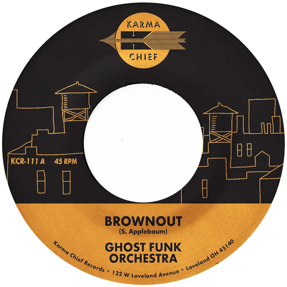 the album cover for Ghost Funk Orchestra - Brownout / Boneyard Baile [Vinyl Single]