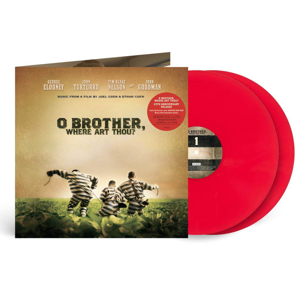 the album cover for Various Artists - O Brother, Where Art Thou? (Original Motion Picture Soundtrack) - 25th Anniversary [Indie Exclusive Dapper Dan Red]
