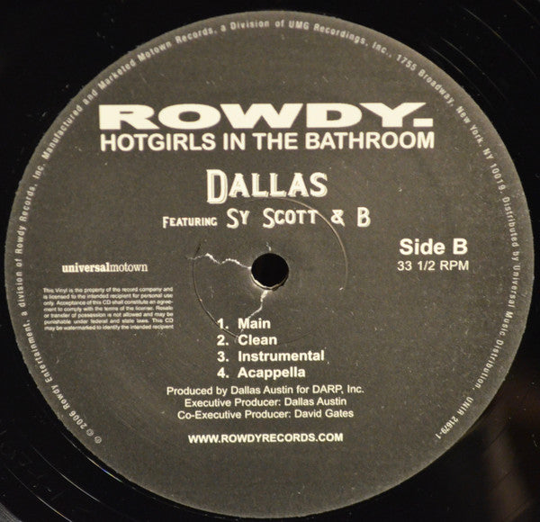 The Dallas Austin Experience Featuring Sy Scott & B Star : Hotgirls In The Bathroom (12", Promo)