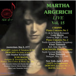 the album cover for Bartok / Chopin / Debussy - Martha Argerich Live Vol. 15