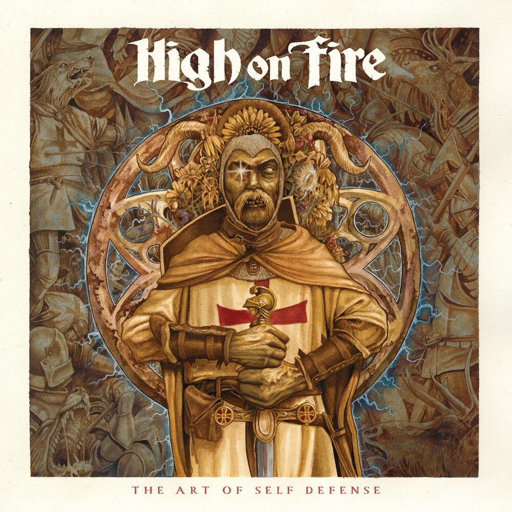 the album cover for High On Fire - Art Of Self Defense [Indie Exclusive] Ruby & Coke Bottle Clear