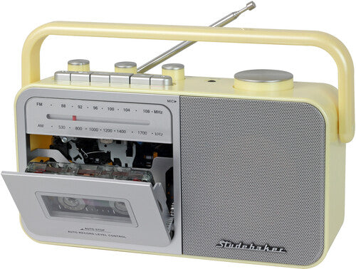 Studebaker SB2130CS Portable Cassette Player/Recorder with AM/FM Radio (Cream)