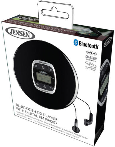Jensen CD-60R-BT Portable CD Player Bluetooth FM Radio 60 Second Anti-skip (Black)