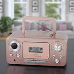 Studebaker SB2135BTRG Bluetooth Portable CD Player Radio Cassette Player (Rose Gold)