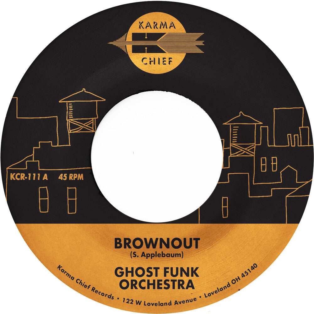 the album cover for Ghost Funk Orchestra - Brownout / Boneyard Baile [Fire Red Vinyl Single]