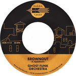 the album cover for Ghost Funk Orchestra - Brownout / Boneyard Baile [Fire Red Vinyl Single]