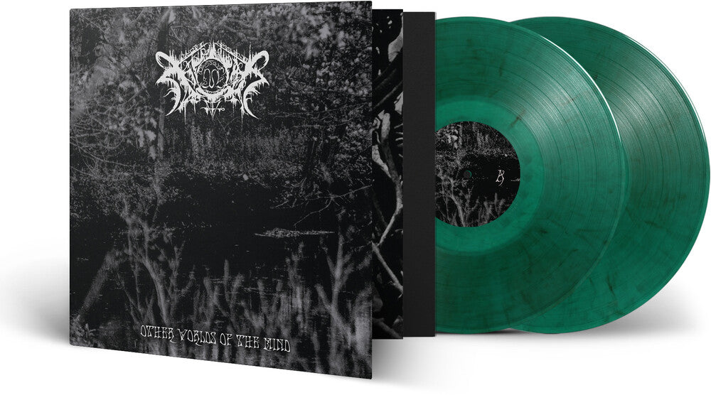the album cover for Xasthur - Other Worlds Of The Mind - Green-Black Marble