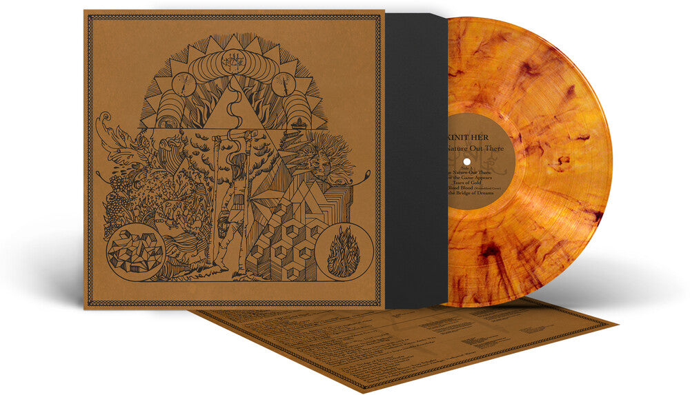 the album cover for kinit her - Nature Out There - Amber/Black Marble [Colored Vinyl]