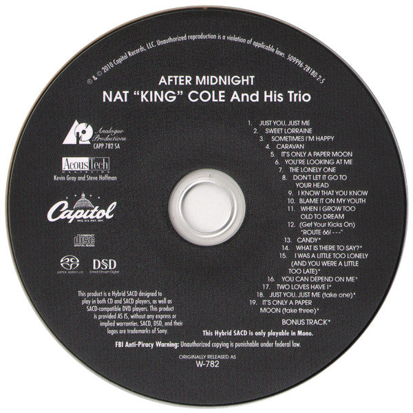 Nat 'King' Cole And His Trio* : After Midnight (SACD, Hybrid, Album, Mono, RE, RM)