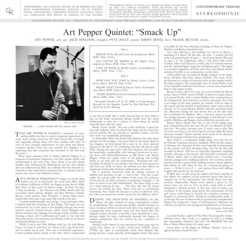 Art Pepper - Smack Up (Serie de Sonidos Acústicos de Contemporary Records) (Vinilo)