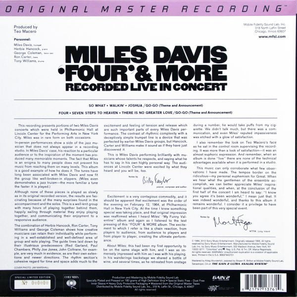 Miles Davis : 'Four' & More - Recorded Live In Concert (LP, Album, Ltd, Num, RE, RM, 180)