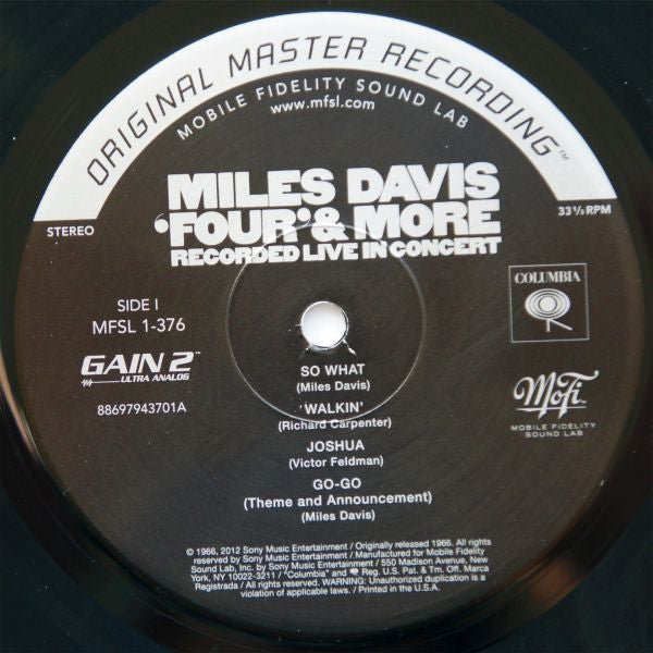 Miles Davis : 'Four' & More - Recorded Live In Concert (LP, Album, Ltd, Num, RE, RM, 180)