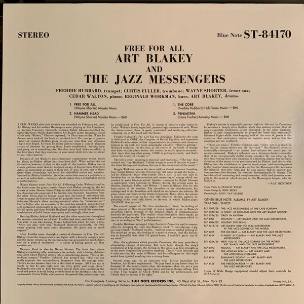 Art Blakey & The Jazz Messengers : Free For All (2x12", Album, Ltd, RE, RM, Gat)