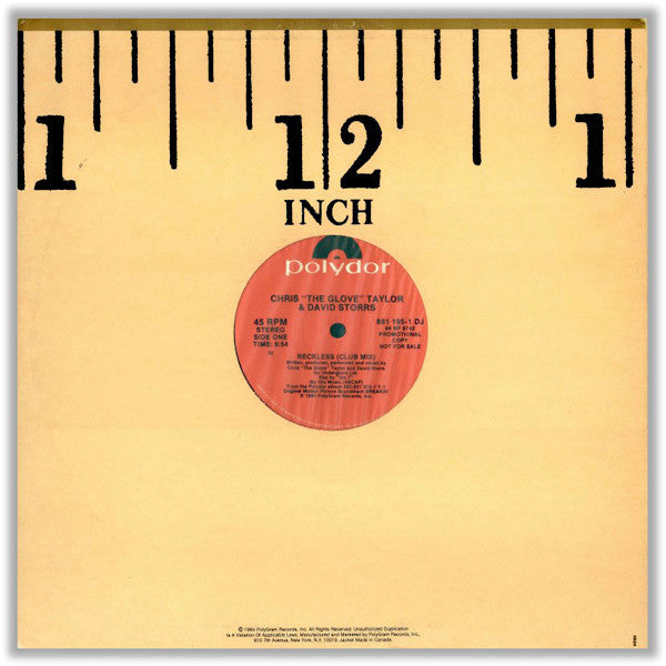 Chris "The Glove" Taylor & David Storrs : Reckless / Tibetan Jam (12", Promo)