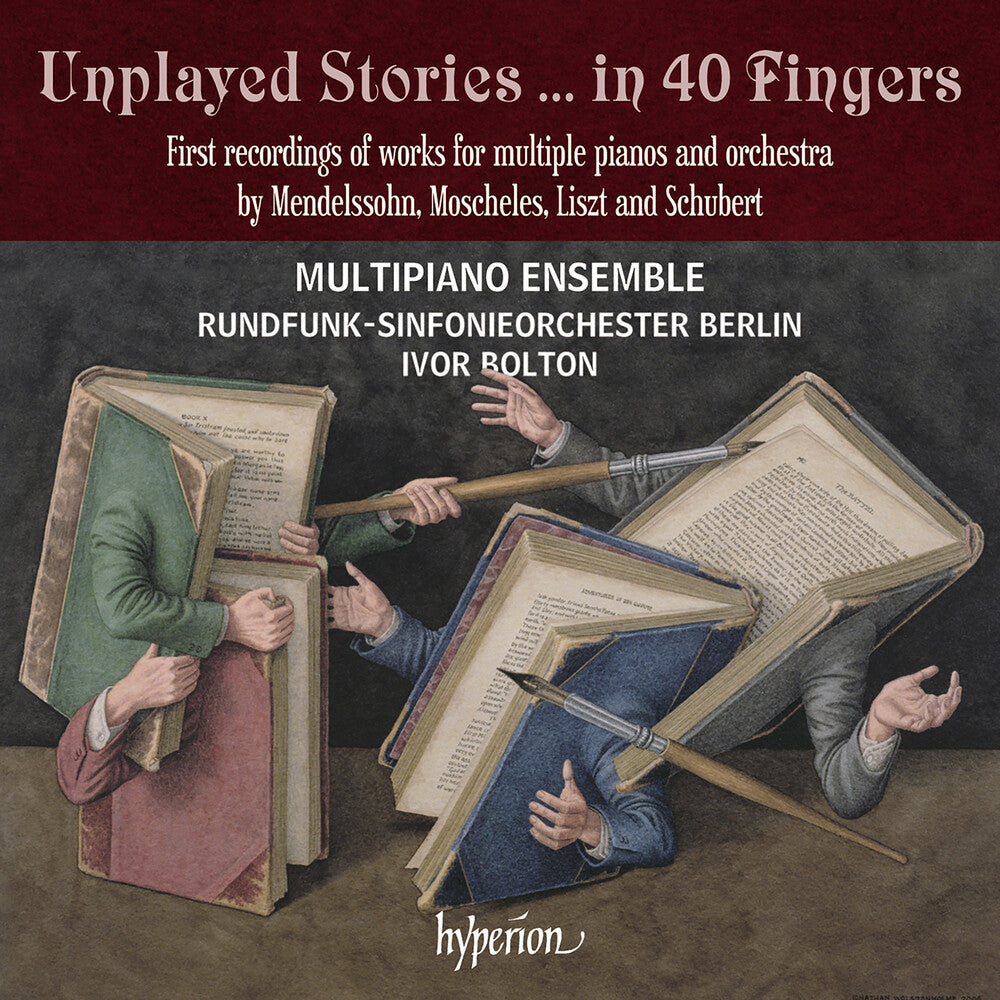 the album cover for Multipiano Ensemble / Rundfunk / Ivor Bolton - Unplayed Stories In 40 Fingers