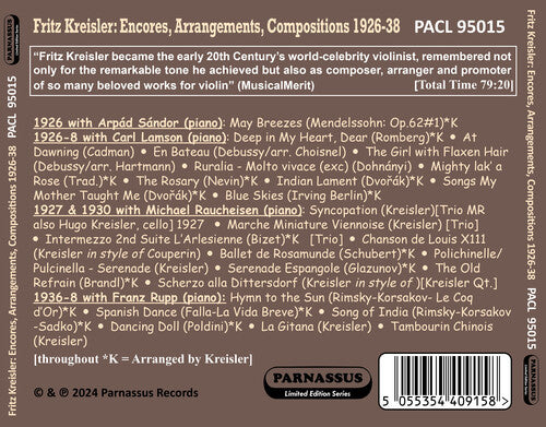 フリッツ・クライスラー - フリッツ・クライスラー: アンコール 1926-1938 (CD)