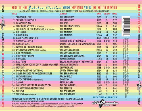 Varios Artistas - CLÁSICOS DE JUKEBOX DIFÍCILES DE ENCONTRAR: EXPLOSIÓN ESTÉREO VOLUMEN 12 - LA INVASIÓN BRITÁNICA (Varios Artistas) (CD)