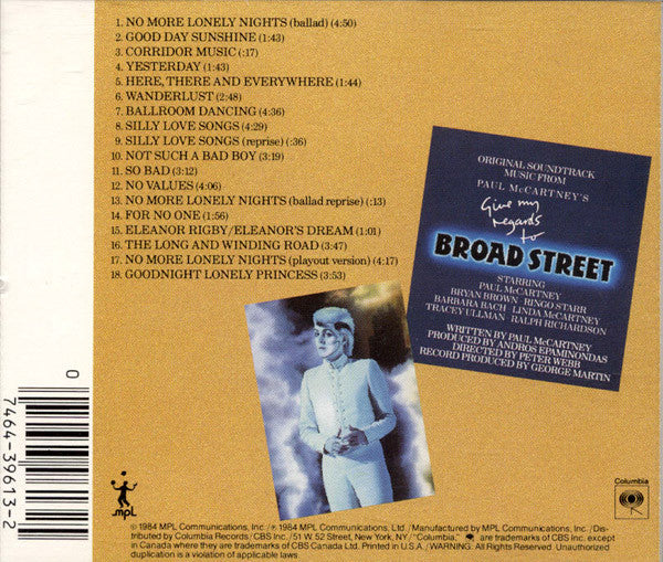 Paul McCartney : Give My Regards To Broad Street (CD, Album, Pre)