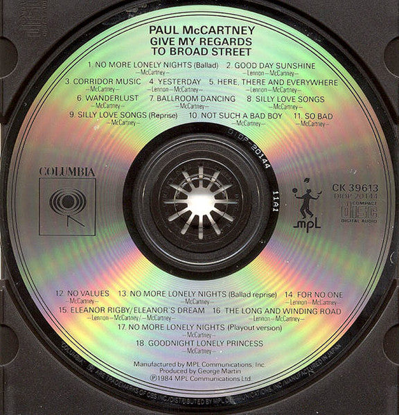 Paul McCartney : Give My Regards To Broad Street (CD, Album, Pre)
