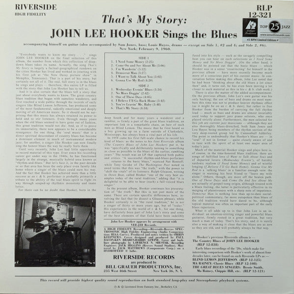 John Lee Hooker : That's My Story (John Lee Hooker Sings The Blues) (2x12", Album, Ltd, Num, RE, RM, 180)