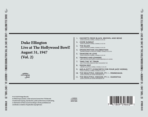 デューク・エリントン - 1947年8月31日、ハリウッド・ボウル公演のライブ（第2巻）（CD）