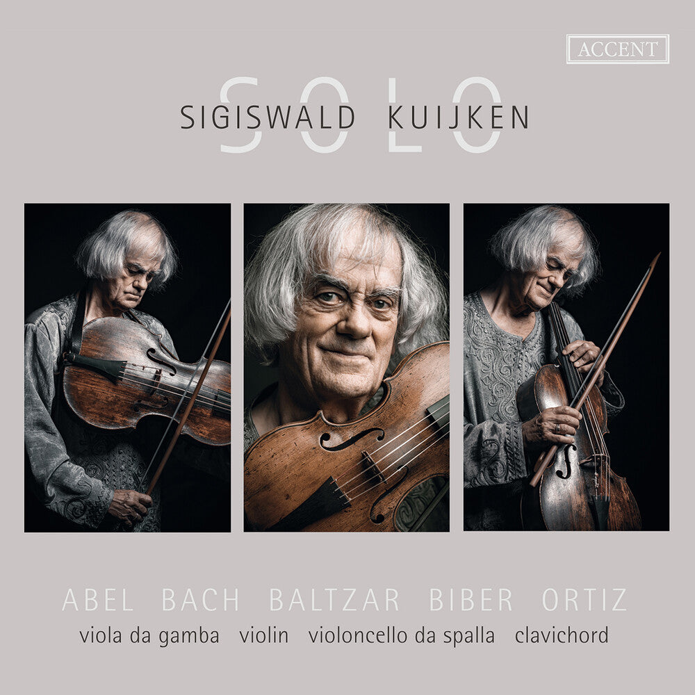 the album cover for Abel / Baltzar / J Bacj .S. / Kuijken - Solo - Works For Violin Violoncello Da Spalla