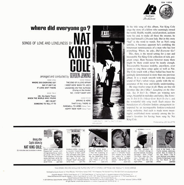 Nat King Cole : Where Did Everyone Go? (2x12", 180)