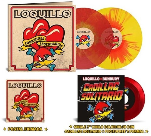 [PRE-ORDER] Loquillo - Corazones Legendarios - Red & Yellow Splatter Vinyl + Vinyl Single (Vinyl)