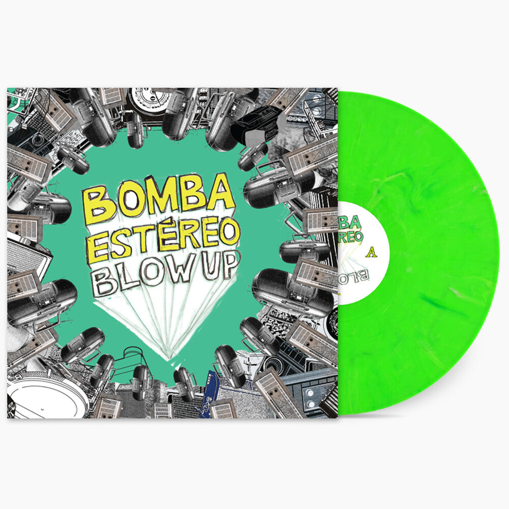 the album cover for Bomba Estereo - Blow Up [Lime Green Marble Vinyl]