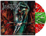 the album cover for Incantation - Onward To Golgotha -[Three Color Stripe with Splatter LP]