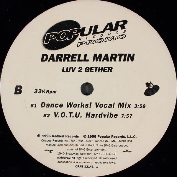 Darrell Martin : Luv 2 Gether (12", Promo)
