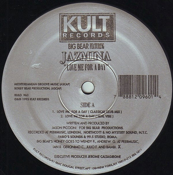 Big Bear (5) Featuring Jazmina : Love Me For A Day (12")