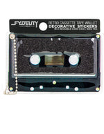 Black Glitter Cassette Decal Bag Charm | Cute Sticker Gifts